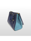 Prada SAFFIANO LUX blue navy two tone color gold logo tote bag and shoulder BN2438 - PRADA - BALAAN 10