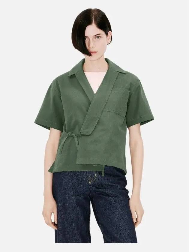 Kimono Paris Label Cotton Short Sleeve Shirt Green - KENZO - BALAAN 2