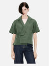 Kimono Paris Label Cotton Short Sleeve Shirt Green - KENZO - BALAAN 4