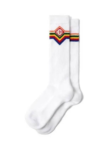 U mid calf rib sports socks diamond stripe logo RIBBED SPORT SOCK - CASABLANCA - BALAAN 1