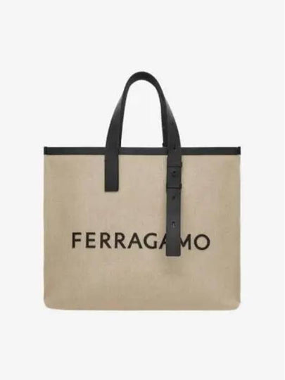 Signature Canvas Tote Bag Natural - SALVATORE FERRAGAMO - BALAAN 2