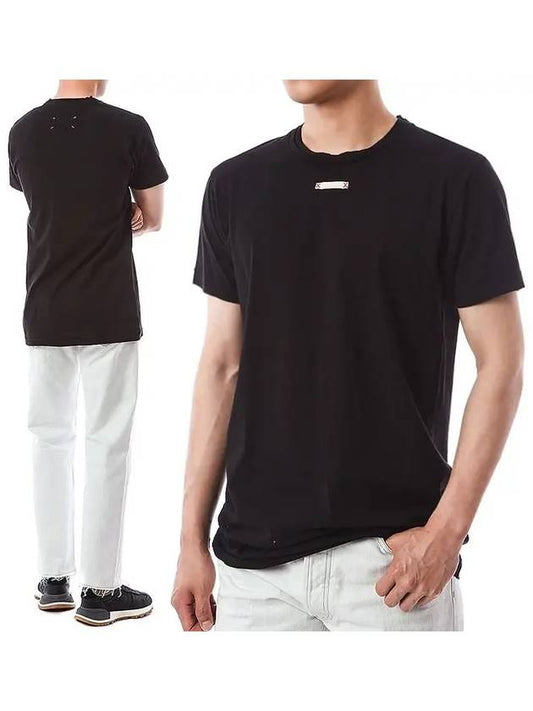 Signature Stitch Tape Logo Cotton Short Sleeve T-Shirt Black - MAISON MARGIELA - BALAAN 2