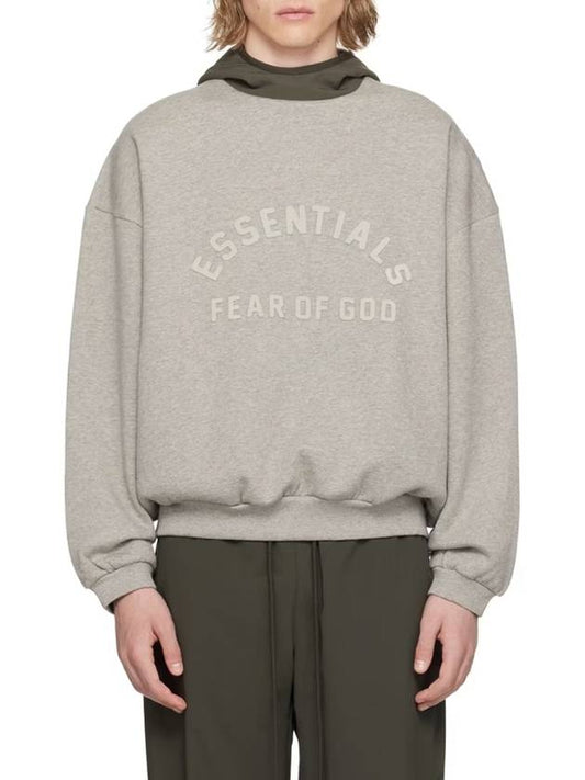 Men s Bonding Logo Fleece Hood Gray 202SP244313F - FEAR OF GOD ESSENTIALS - BALAAN 1