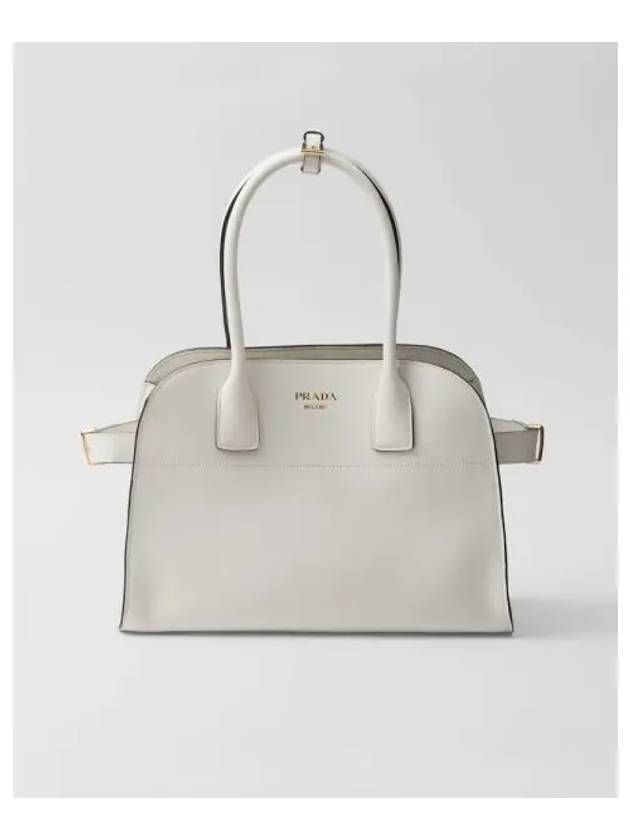 Medium Leather Tote Bag White - PRADA - BALAAN 1