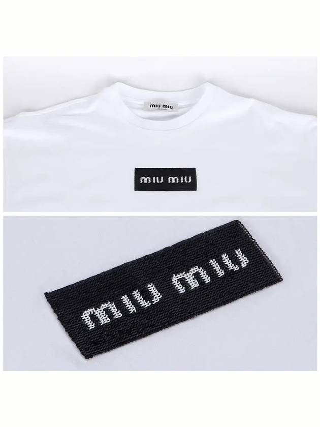 Embroidered Logo Short Sleeve T-Shirt White - MIU MIU - BALAAN 6