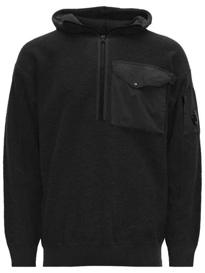 Half Zip Up Wool Knit Top Black - CP COMPANY - BALAAN 2