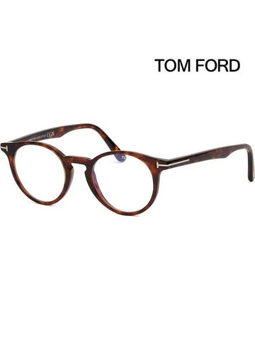 Blue light blocking glasses frame TF5557B 052 round horn rim eye protection - TOM FORD - BALAAN 1