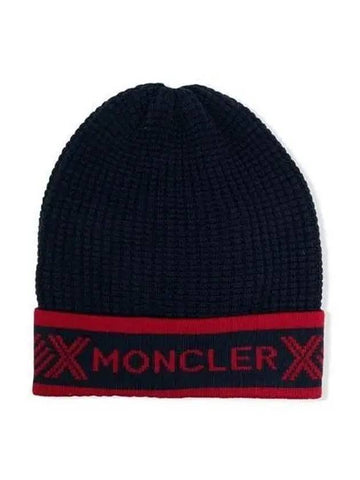 Beanie Kids Logo Lettering Navy - MONCLER - BALAAN 1