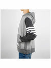 Panel Drawstring Cotton Hoodie Grey - THOM BROWNE - BALAAN 4