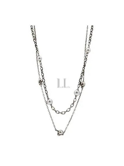 Pearl Skull Chain Necklace Silver - ALEXANDER MCQUEEN - BALAAN 2