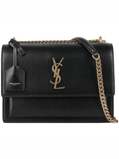 Monogram Sunset Medium Smooth Leather Cross Bag Black - SAINT LAURENT - BALAAN 2