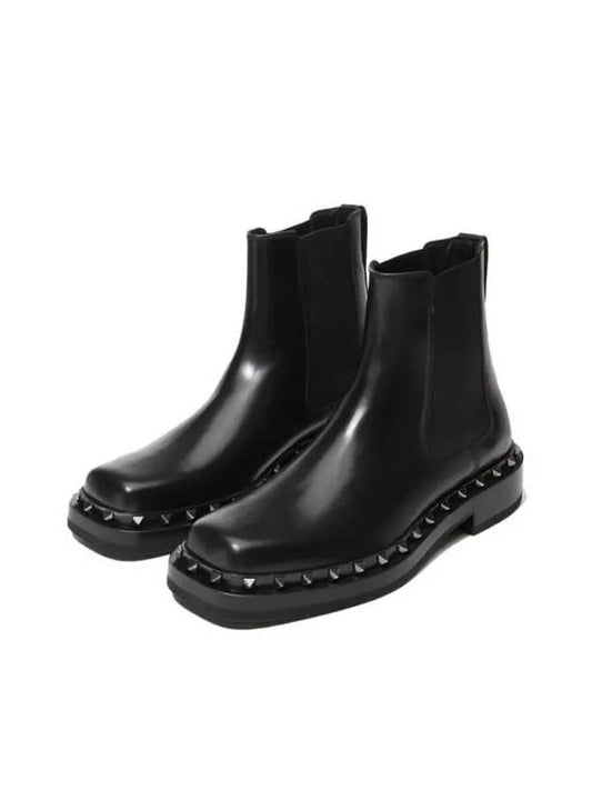 Rockstud Leather Chelsea Boots Black - VALENTINO - BALAAN 1