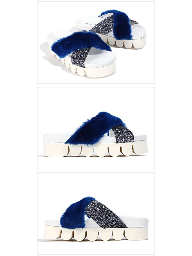 Fur Glitter Slippers Blue - JOSHUA SANDERS - BALAAN 3