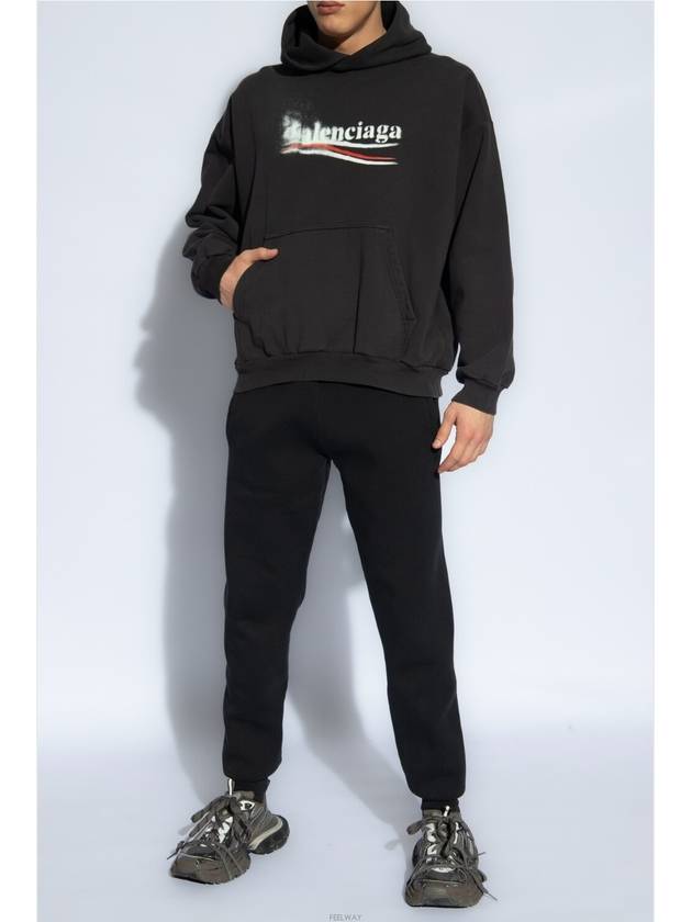 Political Stencil Medium Fit Hoodie Black - BALENCIAGA - BALAAN 5