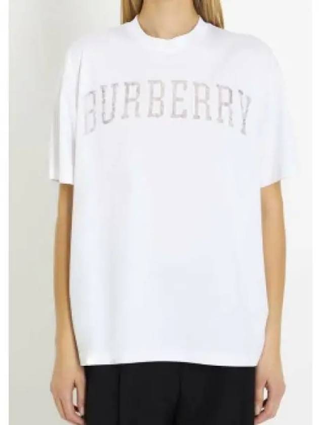 Lace Logo Cotton Oversized Short Sleeve T-Shirt White - BURBERRY - BALAAN 2