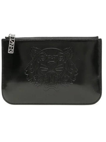 Tiger Patent Clutch Bag Black - KENZO - BALAAN 1