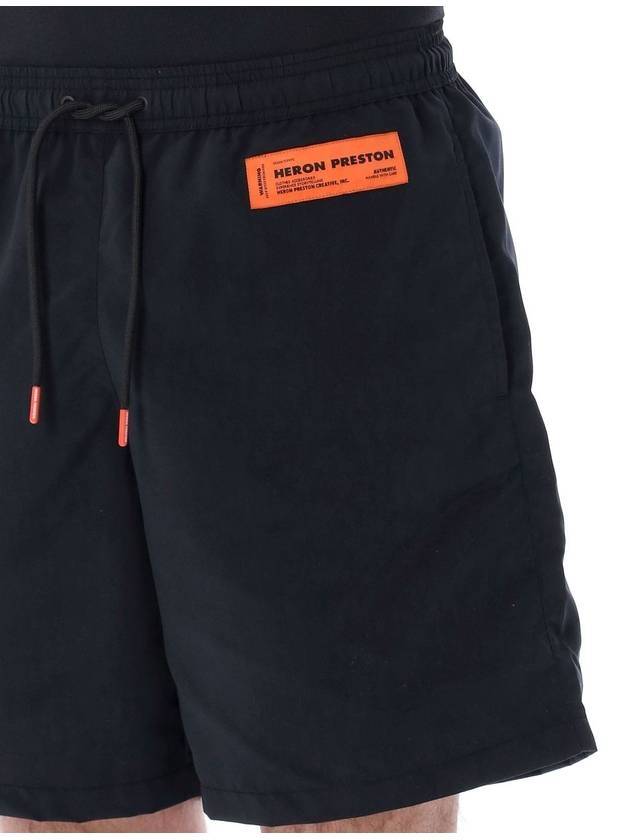 Men's Logo Patch Nylon Swim Shorts Black - HERON PRESTON - BALAAN 6