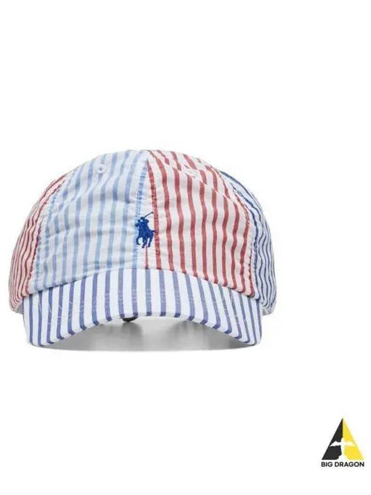 Striped Color Block Ball Cap Red - POLO RALPH LAUREN - BALAAN 1