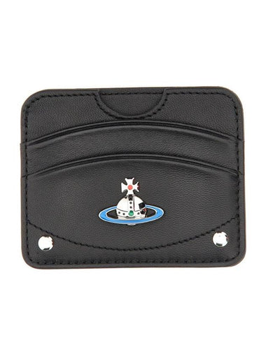 Half Moon ORB Logo Leather Card Wallet Black - VIVIENNE WESTWOOD - BALAAN 1