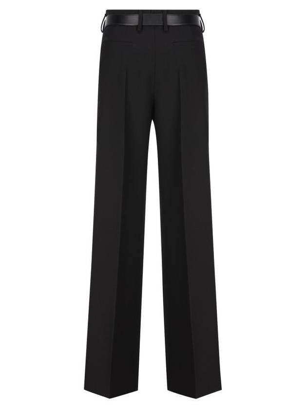 Wool Gabardine Straight Pants Black - PRADA - BALAAN 3