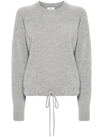 Triomphe Patch Wool Cashmere Crew Neck Sweater Grey - CELINE - BALAAN 1