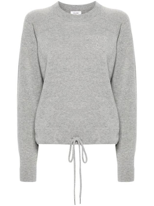 Triomphe Patch Wool Cashmere Crew Neck Sweater Grey - CELINE - BALAAN 1