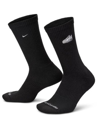 Everyday Plus Crew Socks 1 Pair Black - NIKE - BALAAN 2