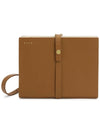 Small Book Logo Detail Leather Clutch Bag Brown - MARNI - BALAAN 2