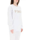 Women's Embroidered Logo Sweatshirt White - FENDI - BALAAN 4