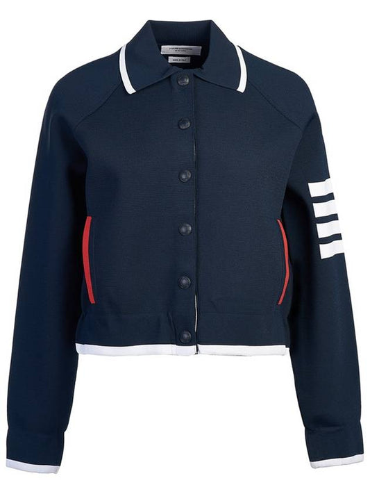 Viscose 4-Bar Polo Bomber Jacket Navy - THOM BROWNE - BALAAN 2