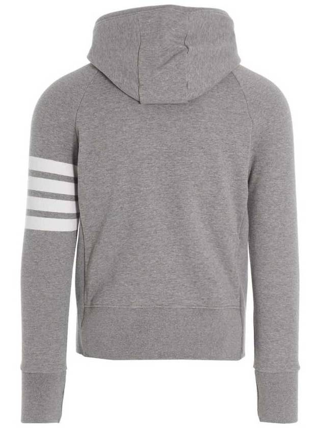 Engineered 4 Bar Diagonal Zip Up Hoodie Light Grey - THOM BROWNE - BALAAN 3