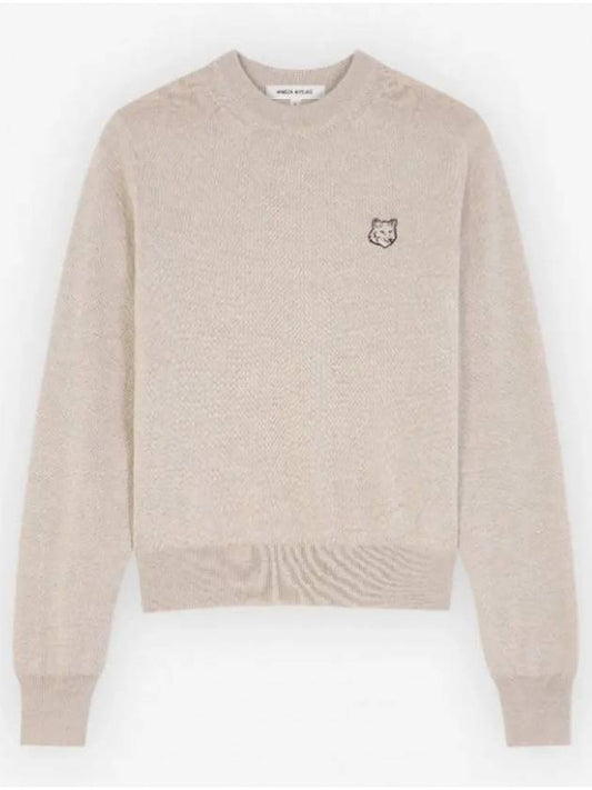 Bold Fox Head Wool Knit Top Light Beige Melange - MAISON KITSUNE - BALAAN 2