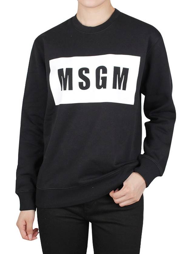 Box Logo Crew Neck Cotton Sweatshirt Black - MSGM - BALAAN 3