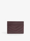 YSL Monogram Gold Tone Logo Chevron Quilted Leather Card Holder Burgundy - SAINT LAURENT - BALAAN 3