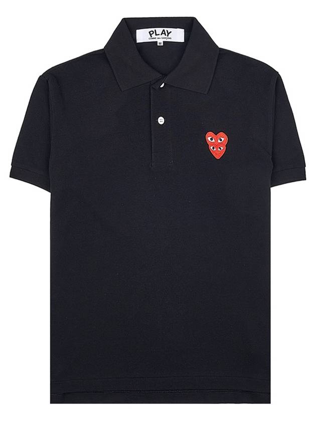 Men s Double Heart Waffen Polo T Shirt AZ P1T290 051 BLACK - COMME DES GARCONS - BALAAN 8