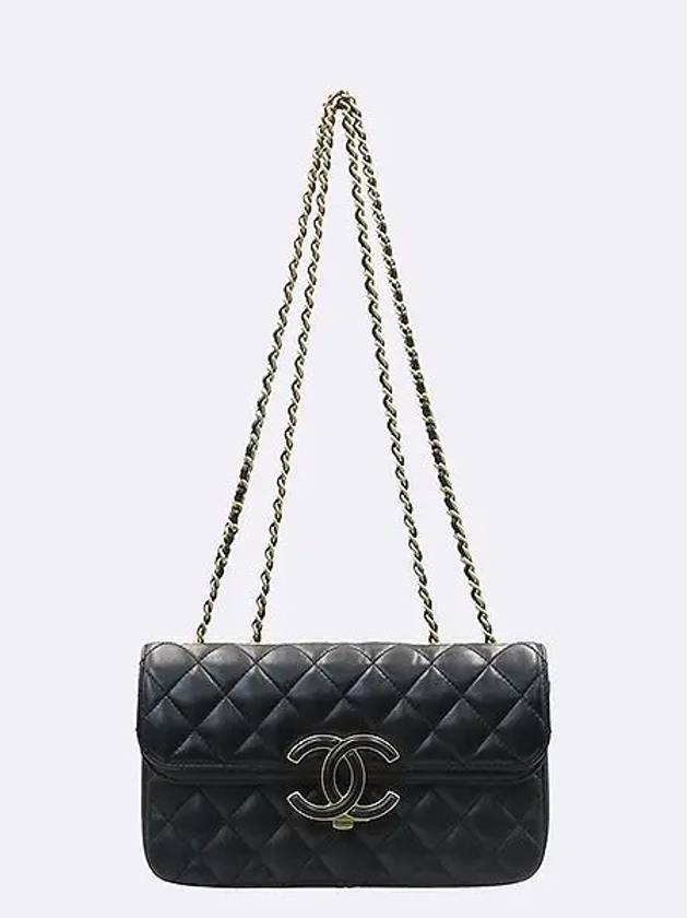 A57275 Black color small CC chic double chain flap shoulder bag - CHANEL - BALAAN 4