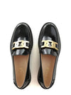 Brushed Leather Chain Loafers Black - TOD'S - BALAAN 7