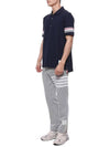 Men's RWB Stripe Cotton Polo Shirt Navy - THOM BROWNE - BALAAN 5