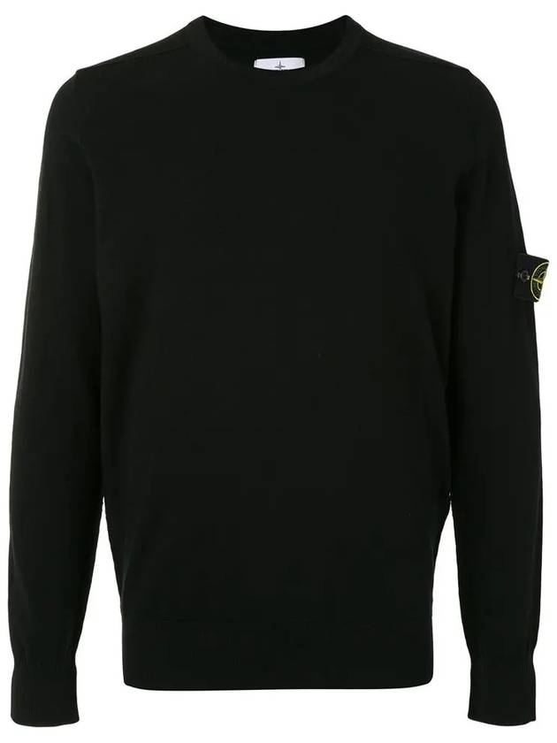 Stretch Wool Crewneck Knit Top Black - STONE ISLAND - BALAAN 3