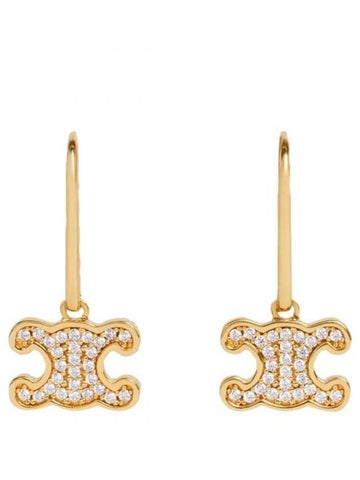 Triomphe Rhinestone Earrings Gold - CELINE - BALAAN 1