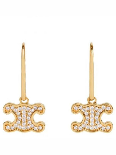 Triomphe Rhinestone Earrings Gold - CELINE - BALAAN 1