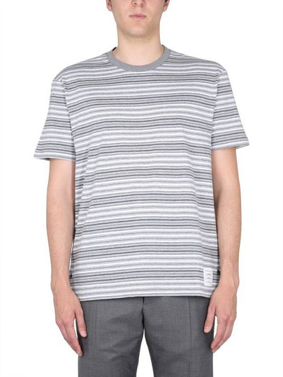 Men's Striped Midweight Jersey Short Sleeve T-Shirt Grey - THOM BROWNE - BALAAN 2