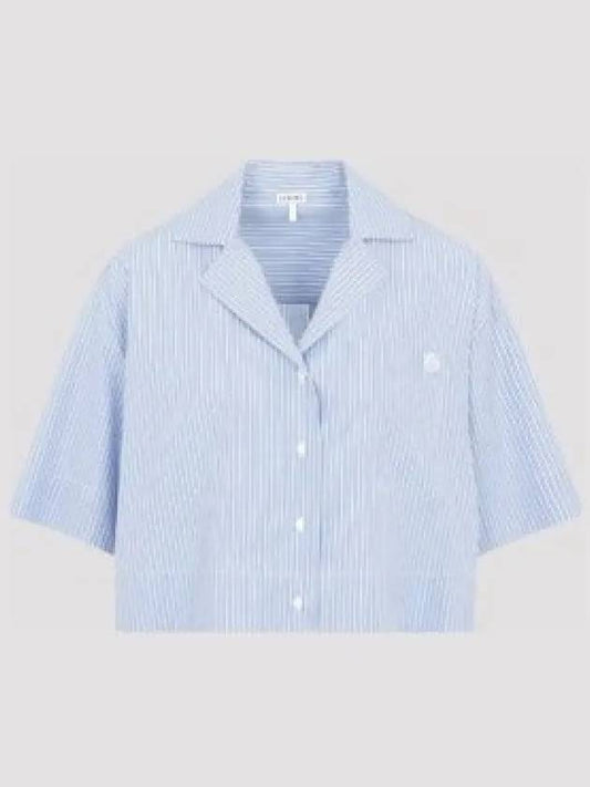 Stripe Cropped Blouse Shirt Blue White - LOEWE - BALAAN 2