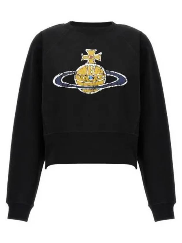 Logo Print Cotton Sweatshirt Black - VIVIENNE WESTWOOD - BALAAN 2