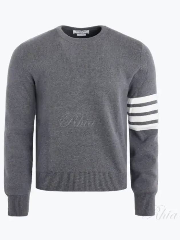 4 Bar Armband Milano Stitch Knit Top Mid Grey - THOM BROWNE - BALAAN 2