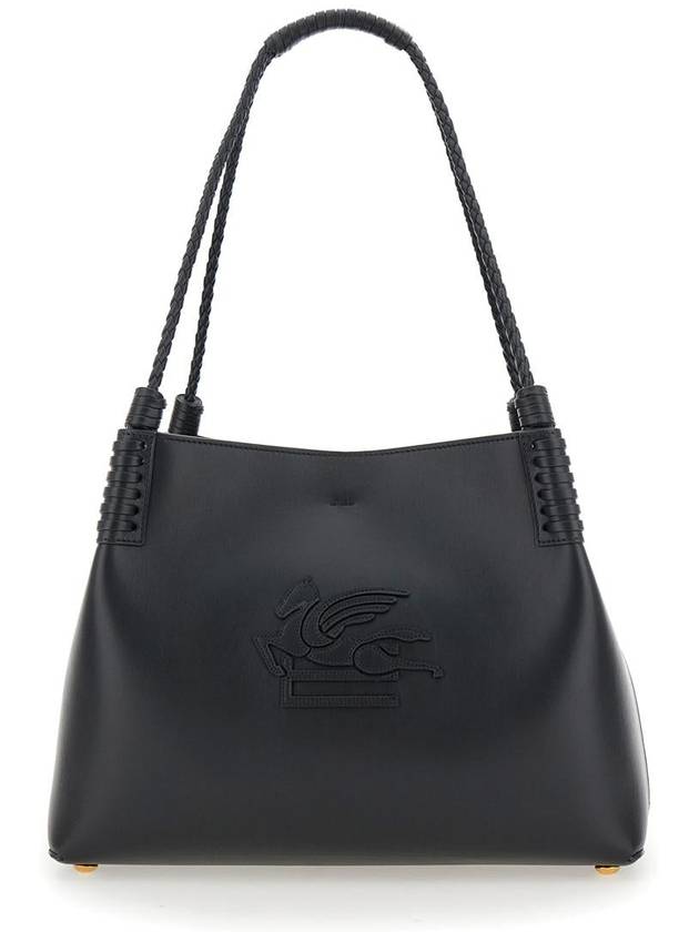 'Libra' Black Shopper With Tone On Tone Pegaso Motif In Leather Woman - ETRO - BALAAN 1