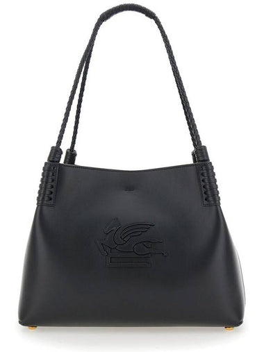 'Libra' Black Shopper With Tone On Tone Pegaso Motif In Leather Woman - ETRO - BALAAN 1