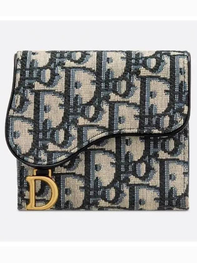 Saddle Lotus Wallet Blue  Oblique Jacquard - DIOR - BALAAN 2