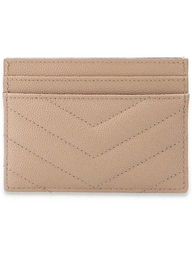 Gold Hardware Matelasse Caviar Leather Card Wallet Dark Beige - SAINT LAURENT - BALAAN 4