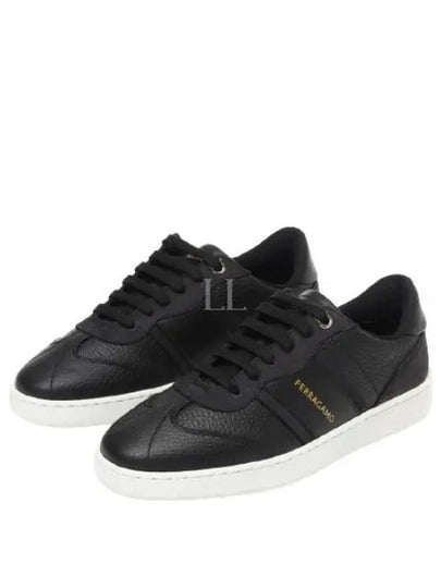 Logo Leather Low Top Sneakers Black - SALVATORE FERRAGAMO - BALAAN 2